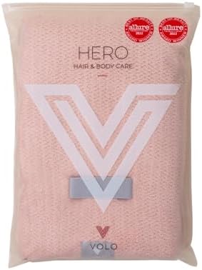 VOLO Hero Hair Towel | Ultra Soft, Super Absorbent, Quick Drying Nanoweave Fabric | Reduce Dry Time by 50% | Towel Wrap for All Hair Types | Reusable Packaging (Cloud Pink - Reusable Tote) by VOLO