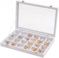 Frebeauty 24 Grid Earring Organizer,Velvet Jewelry Tray with Clear Lid by Frebeauty
