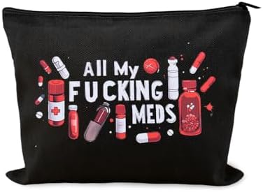 Medicine Storage Organizer Pouch Bag Travel Medication Bag Funny Pharmacist Gifts Physician Assistant Make Up Bags Family Nurse Practitioner Gifts for Women Men Cosmetic and Pill Bags Doctor Pouch by YangQian