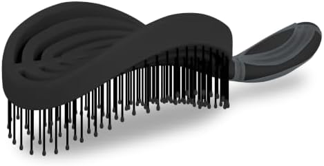 NuWay® DoubleC® Pro Professional Detangling Hair Brush – Patented Double Curve Scalp Care Brush for Gentle Detangling, Blow-Dry Styling & Wet or Dry Hair (Coal Black) by NuWay4Hair