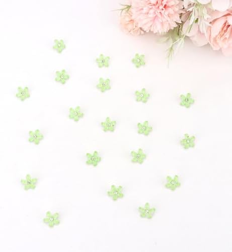 YISSION Bright Green Mini Flower Hair Clips for Women & Girls, 20Pcs Glitter Floral Hair Barrettes with Crystal, Vibrant Hair Accessories for Wedding Prom Party Daily Hairstyling - Image 7