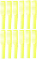 Krest 6000 7 in. Teasing Combs Lift Vent Hair Combs Pack Space Tooth Wide teeth Comb 12 Pc (Neon Yellow) by Krest