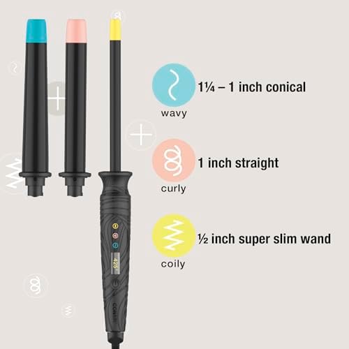 Conair The Curl Collective 3-in-1 Ceramic Curling Wand, 3 Interchangeable Barrels Designed to Create a Specific Curl Pattern - 1/2" Super Slim, 1", and 1 1/4" to 1" Tapered - Image 2