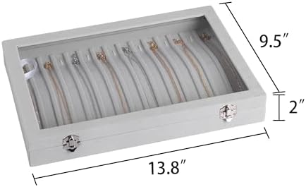 Frebeauty 15 Hooks Necklace Organizer,Velvet Necklace Holder Tray with Lid - Image 2