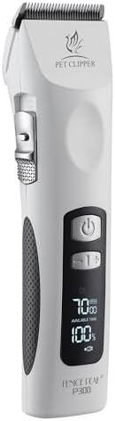 Professional Dog Grooming Clippers with 17H Runtime & Replaceable 440C Blade, 5-Speed Low Noise Electric Dog Shaver for Thick, Matted, Curly Hair, Cordless Clipper for Groomer & Home Use, White by FenicePeak