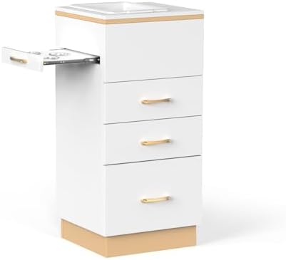 Salon Station Barber Station, White Salon Stations for Hair Stylist, Hair Storage Cabinets with a Storage Basin, 3 Drawers & 3 Hair Dryer Holders, Beauty Salon Spa Equipment - Image 2
