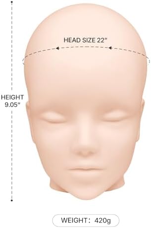 AliLeader Mannequin Head for Wig Making,Styling and Display,Pro Practice Training Head for Make Up and Lash Extention,Cosmetology Face Head,2-in-1 Multifunctional Wig Head (Beige,22 Inch) - Image 2