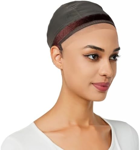 Wig Cap for Women,Wig Grip Cap for Keeping Wigs in Place,Non Slip Caps with Velvet Grip Band Make Your Wigs Be Glueless(Brown,S) by lucicass
