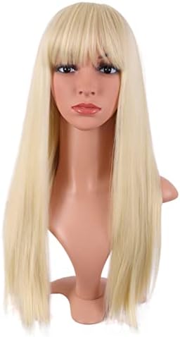 MapofBeauty 24 Inch Long Straight Flat Bangs Party Cosplay Wig,Mixed Blonde by MapofBeauty