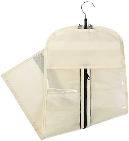 Hairro Portable Hair Extensions Carrier Non-woven Dust-proof Storage Case with Wooden Hanger for Human Hair Extensions, 26 Inch Off White - Image 3