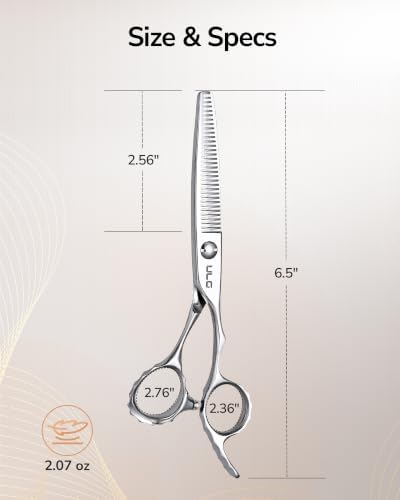 ULG Professional Hair Thinning Scissors & Shears, 6.5" 440C Japanese Stainless Steel Barber Scissors, Hand-Honed Razor Sharp Blades & Ergonomic Offset Handle for Salon & Home Use - Image 7