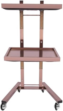 2Tier Metal Rolling Cart,Foldable Utility Carts,Salon Tray Trolley Rosegold - Image 4