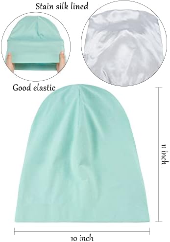 SATINIOR 4 Pieces Satin Lined Sleep Cap Silk Bonnet for Sleeping Women, Silk Hair Wrap Slouch Beanie Hat - Image 2