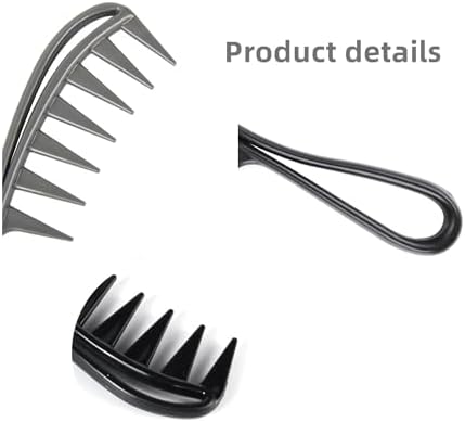 2Pcs Wide Tooth Comb for Wet Curly Wavy Thick Long Hair - Premium Plastic Grip for Wigs, Barber Salon - Large Shark Teeth Anti-Static Hair Combs for Men Women (Black, Grey) - Image 4