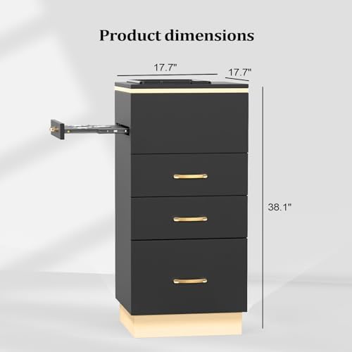 Salon Station Barber Station, Black Salon Stations for Hair Stylist, Hair Storage Cabinets with a Storage Basin, 3 Drawers & 3 Hair Dryer Holders, Beauty Salon Spa Equipment - Image 6