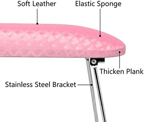 Krofaue Arm Rest for Nails Tech, Professional Microfiber Leather Nail Hand Rest Stand Arm Rest for Acrylic Nails Cushion Hand Holder with Non-slip - Nail Technician Use Must Have (Pink) - Image 5