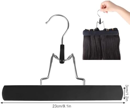 Hair Extension Hanger 4PCS Wooden Storage Holder for Hairpieces Pants Hanger for Clothes Pants Carrier Wig Holder with Double Anti-Slip Stickers - Image 6