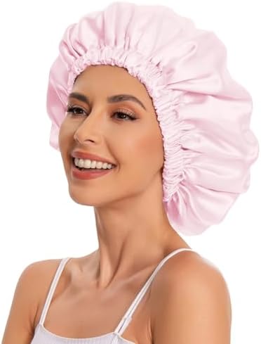 Edoneery Satin Bonnet for Sleeping Women, Double Layer Curly Hair Cap - Image 4