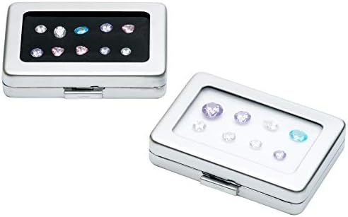 Glass Top Loose Diamond or Gemstone Display Box Case Holder Show Container Metal (Silver Large Rectangle) - Image 2