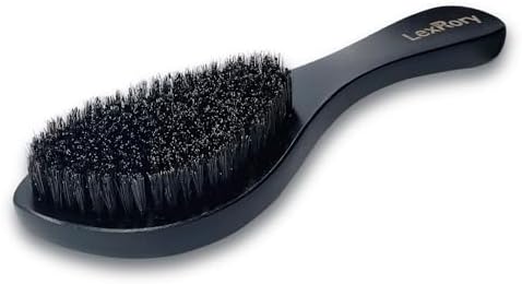 Boar Wave Brush for Men - Medium Hard Brush 360 Waves for Black Hair -Black - Image 2
