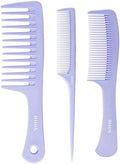 RHOS Hair Comb Set for All Hair Types and Genders - Wide, Fine Rat Tail, and Medium Detangling Combs for Styling (Purple) by RHOS