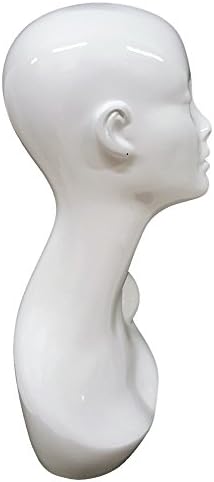 Female Glossy White Mannequin Head Stand 19"H - Image 2