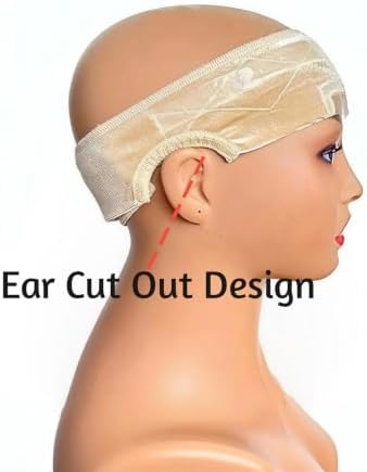Lace Wig Grip Band for Glueless Wig, Adjustable Velvet Wig Grip Band for Lace Front Wigs with Non-Slip Silicone Strip, Wig Melting Band for Women Elastic Wig Band (Beige) - Image 4