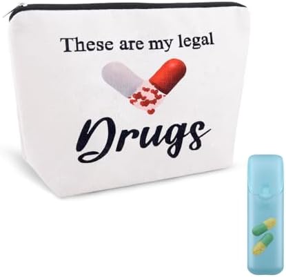 Funny Medicine Make Up Bag for Women Novelty Drug Gag Gift Pouch Fun Small Nurse Christmas Presents Birthday Retirement Gift for Doctor from Patient Zipper Pouches for Medical Supplies Pharmacist Bag by YangQian