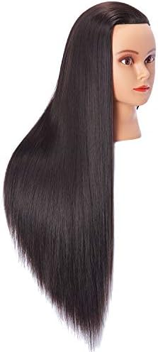 26-28'' Mannequin Head Synthetic Fiber Long Hair Styling Training Head Dolls for Cosmetology Manikin Maniquins Practice Head with Clamp Stand Holder (6611LB0220) - Image 2