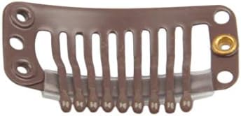 30pcs Snap Clips for Hair Extenisons 9 Teeth Wig Clips, Dark Brown - Image 3