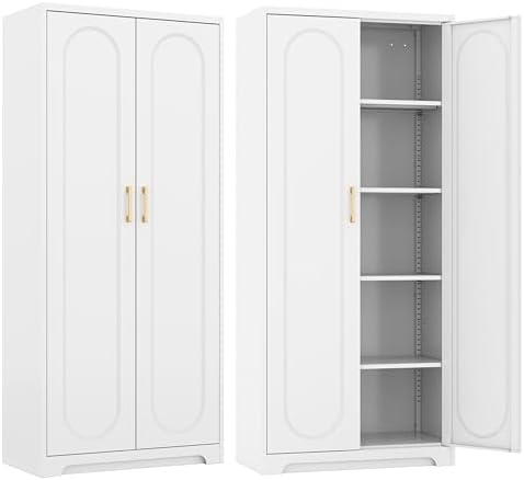 Steeloong 71"Metal Pantry Storage Cabinet with Doors & 4 Adjustable Shelves by Steeloong