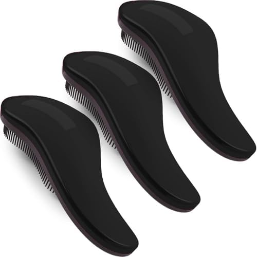 79STYLE 3pcs Detangler Brush Naturals Detangling Hair Comb Glide Thru No Pain Tangle Free For Women Men, Kids Wet, Dry Curly Hair Accessory (Single Black-Size 7.4") - Image 6