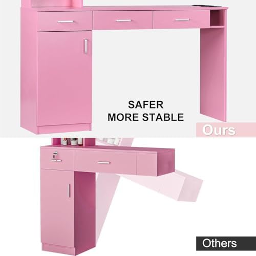 4ever2buy Salon Stations for Hair Stylist, Pink Barber Hair Salon Station - Image 5