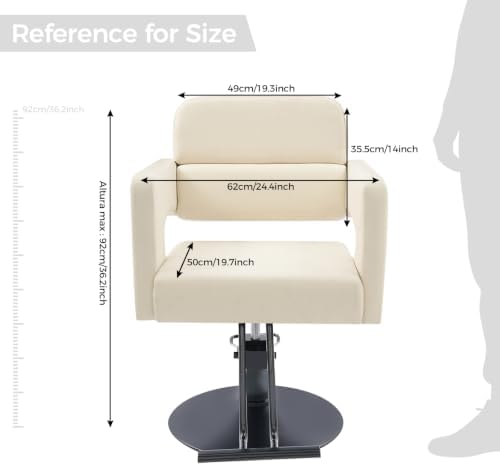 Hair Salon Chair Styling, Hydraulic Pump Barber Chair, 360° Swivel Beauty Barbering Chair for Hair Stylist Women Man, Adjustable Height Pro Stylist Chairs Beauty Salon Equipment (Black,White) - Image 3
