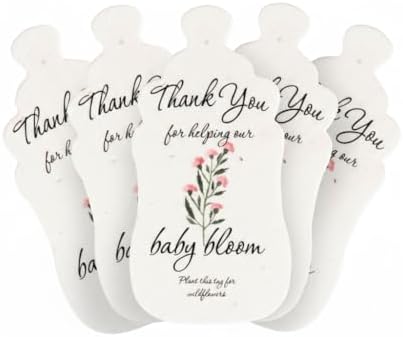 5 Pink Baby Bottle-Shaped Gift Wrap Tags with Wildflower Seeds by SeedBloom