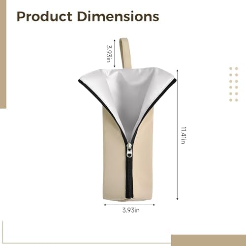 Khaki Heat Resistant Curling Iron Bag, Portable Hot Iron Holder Travel Bag with Pocket, Hair Straightener Tool Organizer, 11.4 x 3.93 in / 29 x 10 cm - Image 4