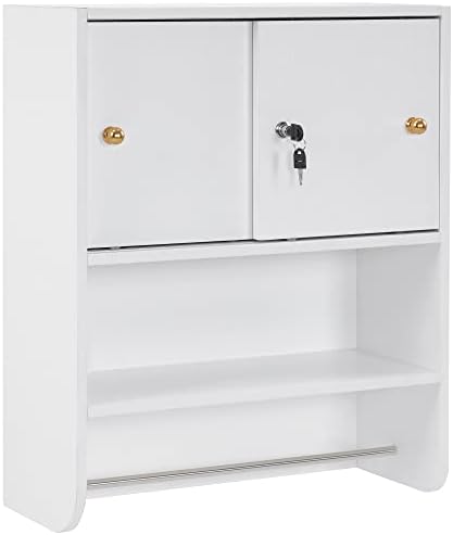 BarberPub Wall Mounted Styling Station Storage Cabinet with Sliding Doors Salon Beauty Spa Equipment for Barber Salon 2204 (White) by BarberPub