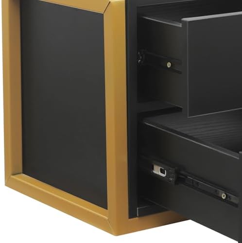 Wall Mount Styling Station,Salon Storage Station Cabinet with Drawers,Beauty Barber Salon Storage Organizer 2 Hair Dryer Holders for Hair Stylist,Barber Shop,Home (Black,Gold) - Image 6