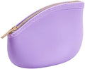 Small Silicone Makeup Bag Premium Purse Bag Multifunctional Essential Bag Zipper Pouch Water and Heat Resistant (Purple) by WHHJM