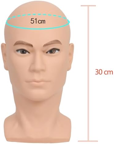 Bald Mannequin Head Male Professional Cosmetology Manikin Head for Wig Making, Display wigs, eyeglasses, hairs, T pins,with Free Clamp - Image 3