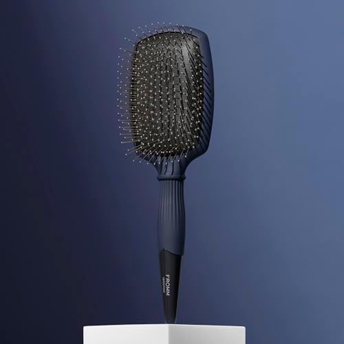 Fromm Intuition Invigorating Detangler Brush, Wet & Dry Detangling Hair Brush with Metal Scalp Massaging Pins, Blue Anti-Static Brush All Hair Types, Flexible Cushion Base for Easy Detangling - Image 5