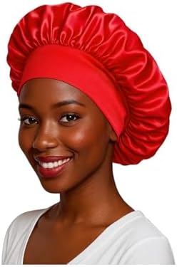 Satin Bonnet – Sleep Bonnet for Women and Men Curly Hair, Braids, and Natural Hairstyles (1pck) by EssentialAura
