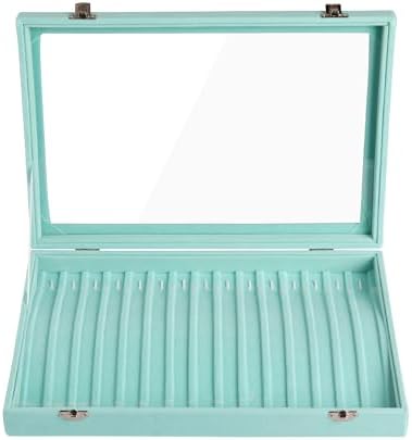Frebeauty 15 Hooks Necklace Organizer,Velvet Necklace Holder Tray with Lid - Image 2