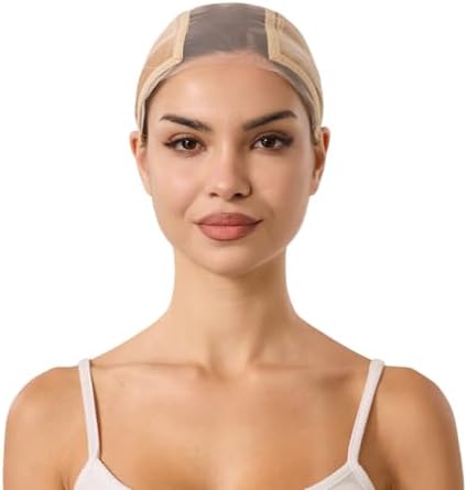 Built in silicone Wig Cap with Grip Band for Keeping Wigs in Place, More Full Cap-wide Transparent Lace for Lace Front Wigs .(Nude, M) by CorkHead