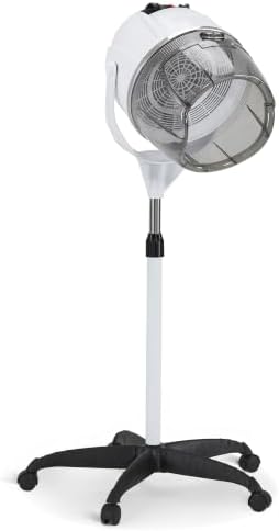 BarberPub 1300W Stand Hooded Hair Dryer, Height Adjustable, White VHD08 by BarberPub