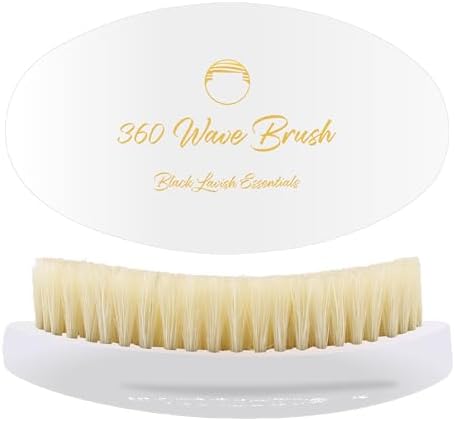 360 Wave Brush, Build Deeper Waves, Soft & Hard Boar Bristle, Curved Design, Black Lavish Essentials Signature (Soft Brush, White) by BlackLavishEssentials