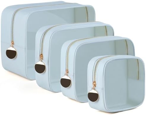 YOPCDJ 4PCS Clear Makeup Bag Set, Waterproof TPU Purse Organizer Pouches, TSA Approved Toiletry Bag, Diaper Bag Organizer Pouch, Travel Organizer Bags for Women and Kids by YOPCDJ