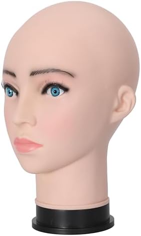 Bald Female Mannequin Head 21.6 Inches Big Head Circumference Makeup Training Head Wig Head Professional Cosmetology for Wig Making Hat Helmet Glasses Display Head Model with Clamp Stand - Image 5