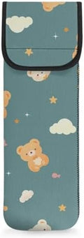 Hair Flat Iron Case Holder Canvas Bag Heat Resistant Curling Iron Silicone Straightener Holder Mat for Hair Tools Curling Iron Organizer Bag Bear by Unknown