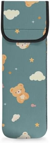 Hair Flat Iron Case Holder Canvas Bag Heat Resistant Curling Iron Silicone Straightener Holder Mat for Hair Tools Curling Iron Organizer Bag Bear by Unknown